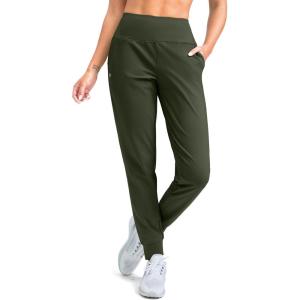 imageG Gradual Womens Fleece Lined Joggers High Waisted Water Resistant Thermal Hiking Pants Cold Weather Sweatpants with PocketsOlive