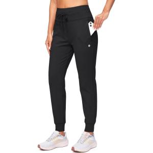 imageG Gradual Womens Fleece Lined Joggers High Waisted Water Resistant Thermal Winter Sweatpants Running Hiking PocketsBlack