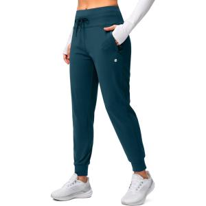 imageG Gradual Womens Fleece Lined Joggers High Waisted Water Resistant Thermal Winter Sweatpants Running Hiking PocketsBorealis Green