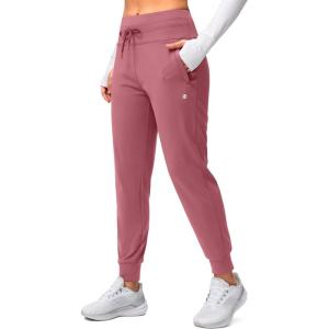 imageG Gradual Womens Fleece Lined Joggers High Waisted Water Resistant Thermal Winter Sweatpants Running Hiking PocketsBriar Rose