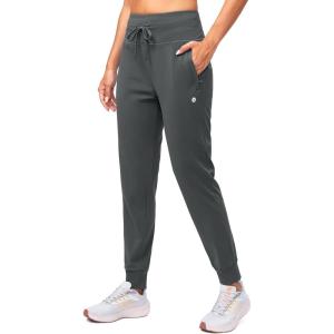 imageG Gradual Womens Fleece Lined Joggers High Waisted Water Resistant Thermal Winter Sweatpants Running Hiking PocketsDark Grey