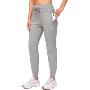 imageG Gradual Womens Fleece Lined Joggers High Waisted Water Resistant Thermal Winter Sweatpants Running Hiking PocketsLight Grey