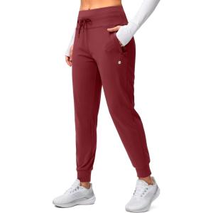 imageG Gradual Womens Fleece Lined Joggers High Waisted Water Resistant Thermal Winter Sweatpants Running Hiking PocketsSavannah Red