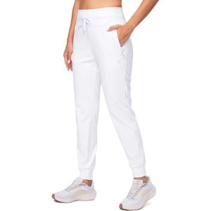 imageG Gradual Womens Fleece Lined Joggers High Waisted Water Resistant Thermal Winter Sweatpants Running Hiking PocketsWhite