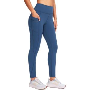 imageG Gradual Womens Fleece Lined Winter Leggings with Pockets Water Resistant High Waisted Thermal Warm Pants Running HikingDark Blue
