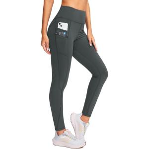 imageG Gradual Womens Fleece Lined Winter Leggings with Pockets Water Resistant High Waisted Thermal Warm Pants Running HikingDark Grey