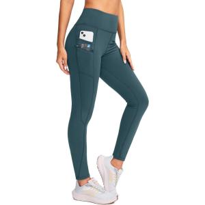 imageG Gradual Womens Fleece Lined Winter Leggings with Pockets Water Resistant High Waisted Thermal Warm Pants Running HikingMisty Cyan Blue