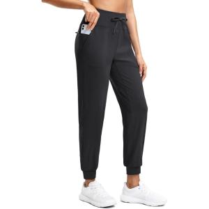 imageG Gradual Womens Joggers Zip Pockets Drawstring Gym Sweatpants High Waisted Tapered Pants for Workout Travel LoungeBlack