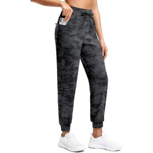 imageG Gradual Womens Joggers Zip Pockets Drawstring Gym Sweatpants High Waisted Tapered Pants for Workout Travel LoungeBlack Camo