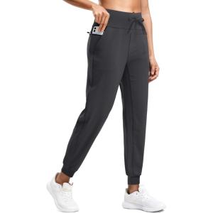 imageG Gradual Womens Joggers Zip Pockets Drawstring Gym Sweatpants High Waisted Tapered Pants for Workout Travel LoungeDark Grey