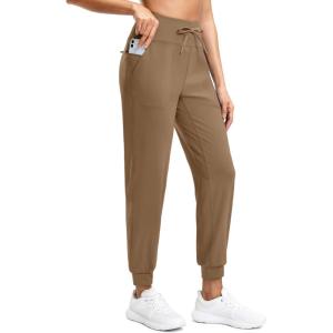 imageG Gradual Womens Joggers Zip Pockets Drawstring Gym Sweatpants High Waisted Tapered Pants for Workout Travel LoungeDark Khaki