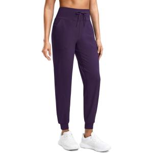 imageG Gradual Womens Joggers Zip Pockets Drawstring Gym Sweatpants High Waisted Tapered Pants for Workout Travel LoungeDeep Purple