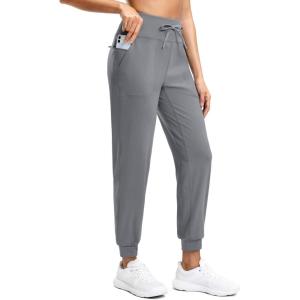 imageG Gradual Womens Joggers Zip Pockets Drawstring Gym Sweatpants High Waisted Tapered Pants for Workout Travel LoungeLight Grey