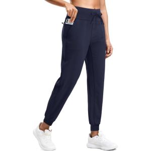 imageG Gradual Womens Joggers Zip Pockets Drawstring Gym Sweatpants High Waisted Tapered Pants for Workout Travel LoungeNavy