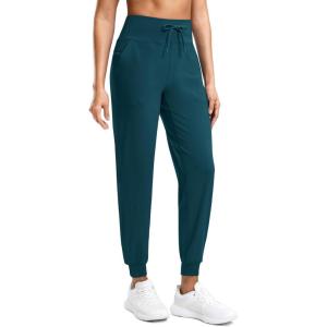 imageG Gradual Womens Joggers Zip Pockets Drawstring Gym Sweatpants High Waisted Tapered Pants for Workout Travel LoungePeacock Green