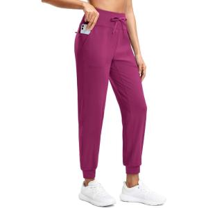 imageG Gradual Womens Joggers Zip Pockets Drawstring Gym Sweatpants High Waisted Tapered Pants for Workout Travel LoungeRose