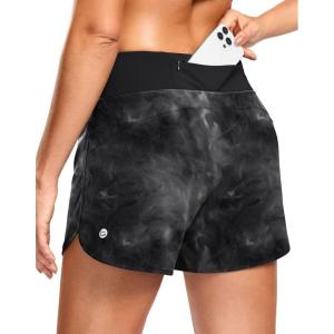 imageG Gradual Womens Running Shorts with Mesh Liner 3quot Workout Athletic Shorts for Women with Phone PocketsTie Dye Black