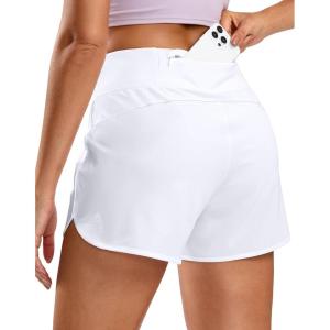 imageG Gradual Womens Running Shorts with Mesh Liner 3quot Workout Athletic Shorts for Women with Phone PocketsWhite