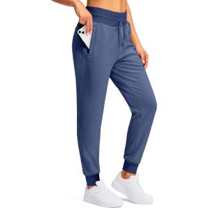 imageG Gradual Womens Sherpa Fleece Lined Pants with Zipper Pockets Winter Warm Joggers High Waisted Fleece SweatpantsDark Blue