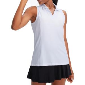 imageG Gradual Womens Sleeveless Golf Polo Shirts Tennis Quick Dry Collared Tank Tops VNeck Polos for WomenAwhite
