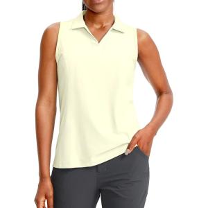 imageG Gradual Womens Sleeveless Golf Polo Shirts Tennis Quick Dry Collared Tank Tops VNeck Polos for WomenLemon