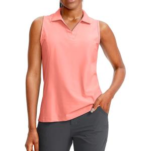 imageG Gradual Womens Sleeveless Golf Polo Shirts Tennis Quick Dry Collared Tank Tops VNeck Polos for WomenPeach