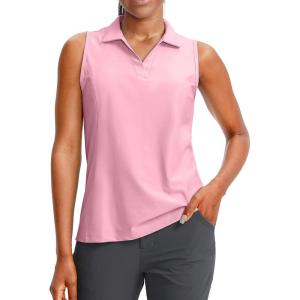 imageG Gradual Womens Sleeveless Golf Polo Shirts Tennis Quick Dry Collared Tank Tops VNeck Polos for WomenPink