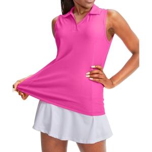 imageG Gradual Womens Sleeveless Golf Polo Shirts Tennis Quick Dry Collared Tank Tops VNeck Polos for WomenRosy