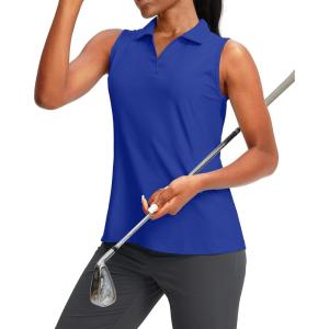 imageG Gradual Womens Sleeveless Golf Polo Shirts Tennis Quick Dry Collared Tank Tops VNeck Polos for WomenRoyal Blue