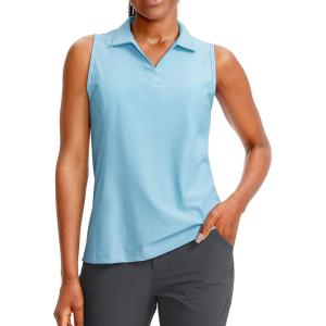 imageG Gradual Womens Sleeveless Golf Polo Shirts Tennis Quick Dry Collared Tank Tops VNeck Polos for WomenSky Blue