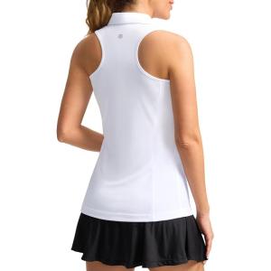 imageWomens Sleeveless Golf Shirt Zip Up Quick Dry Collared Tank Tops Racerback Tennis Athletic Polo Shirts for WomenAwhite