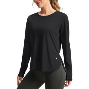 imageWomens Sun Shirts UPF 50 Long Sleeve UV Protection Shirt Lightweight Quick Dry Workout Hiking Tops for WomenBlack