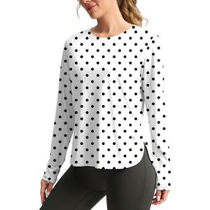 imageWomens Sun Shirts UPF 50 Long Sleeve UV Protection Shirt Lightweight Quick Dry Workout Hiking Tops for WomenBlack Dot