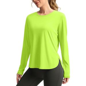 imageWomens Sun Shirts UPF 50 Long Sleeve UV Protection Shirt Lightweight Quick Dry Workout Hiking Tops for WomenBright Green