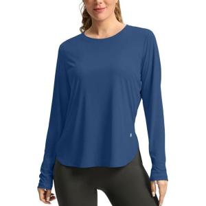 imageWomens Sun Shirts UPF 50 Long Sleeve UV Protection Shirt Lightweight Quick Dry Workout Hiking Tops for WomenDark Blue