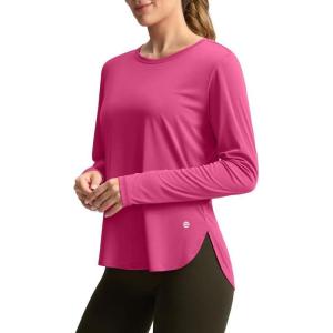 imageWomens Sun Shirts UPF 50 Long Sleeve UV Protection Shirt Lightweight Quick Dry Workout Hiking Tops for WomenGranita Pink