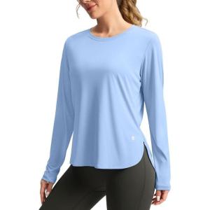 imageWomens Sun Shirts UPF 50 Long Sleeve UV Protection Shirt Lightweight Quick Dry Workout Hiking Tops for WomenHaze Blue