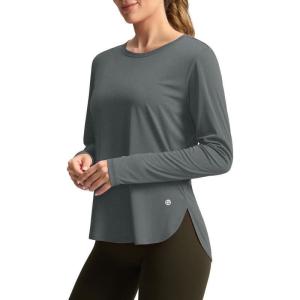 imageWomens Sun Shirts UPF 50 Long Sleeve UV Protection Shirt Lightweight Quick Dry Workout Hiking Tops for WomenHeather Grey