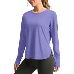 imageWomens Sun Shirts UPF 50 Long Sleeve UV Protection Shirt Lightweight Quick Dry Workout Hiking Tops for WomenHeather Purple
