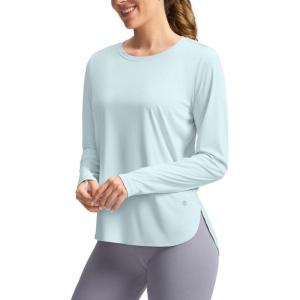 imageWomens Sun Shirts UPF 50 Long Sleeve UV Protection Shirt Lightweight Quick Dry Workout Hiking Tops for WomenLight Blue