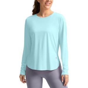 imageWomens Sun Shirts UPF 50 Long Sleeve UV Protection Shirt Lightweight Quick Dry Workout Hiking Tops for WomenLight Green
