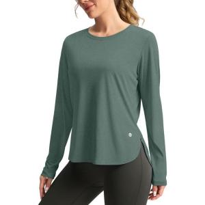 imageWomens Sun Shirts UPF 50 Long Sleeve UV Protection Shirt Lightweight Quick Dry Workout Hiking Tops for WomenMalachite Green