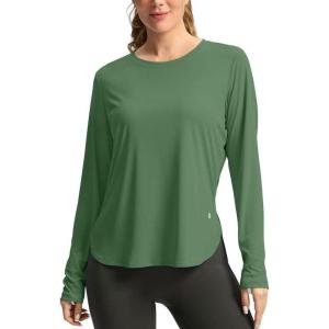 imageWomens Sun Shirts UPF 50 Long Sleeve UV Protection Shirt Lightweight Quick Dry Workout Hiking Tops for WomenOarmy Green