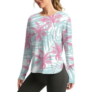 imageWomens Sun Shirts UPF 50 Long Sleeve UV Protection Shirt Lightweight Quick Dry Workout Hiking Tops for WomenPink Tree