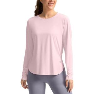imageWomens Sun Shirts UPF 50 Long Sleeve UV Protection Shirt Lightweight Quick Dry Workout Hiking Tops for WomenSeashell Pink