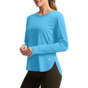 imageWomens Sun Shirts UPF 50 Long Sleeve UV Protection Shirt Lightweight Quick Dry Workout Hiking Tops for WomenSky Blue