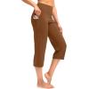 imageG Gradual Capri Pants for Women High Waist Workout Yoga Pants with Pockets Tummy Control Leggings Crop StraightBrown