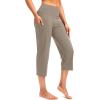 imageG Gradual Capri Pants for Women High Waist Workout Yoga Pants with Pockets Tummy Control Leggings Crop StraightDark Khaki