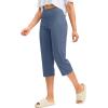 imageG Gradual Capri Pants for Women High Waist Workout Yoga Pants with Pockets Tummy Control Leggings Crop StraightGrey Blue