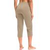imageG Gradual Capri Pants for Women High Waist Workout Yoga Pants with Pockets Tummy Control Leggings Crop StraightKhaki